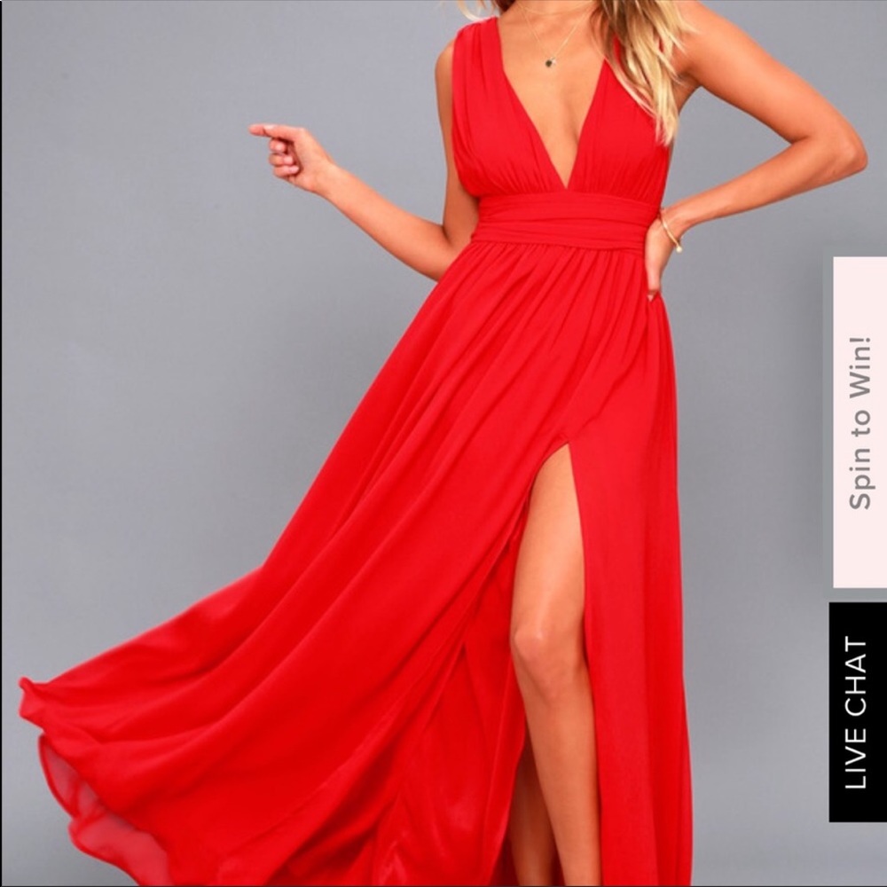 Lulus Heavenly Hues Red Maxi Dress
